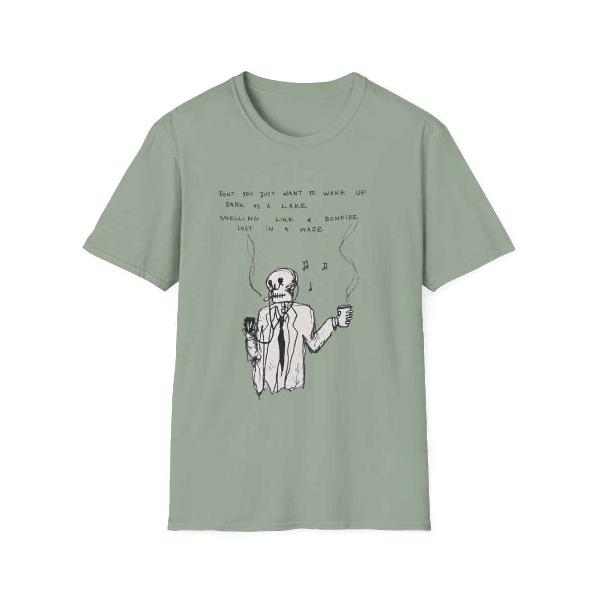 Skull Sketch with Lyrics T-Shirt | Hand-Drawn Skeleton Illustration | Hozier Merch - alternate angle 4, merchandise