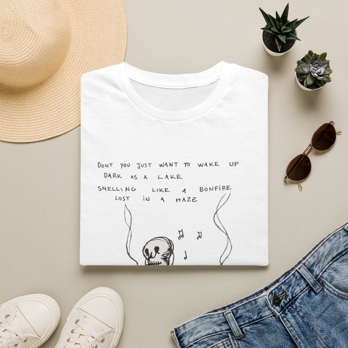 Skull Sketch with Lyrics T-Shirt | Hand-Drawn Skeleton Illustration | Hozier Merch
