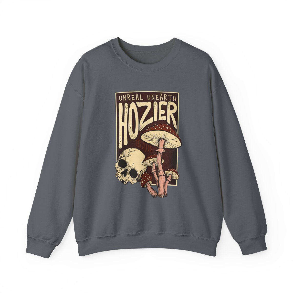 Hozier Mushroom Skull Crewneck Sweatshirt | Unreal Unearth Artwork | Hozier Merch - alternate angle 4, merchandise