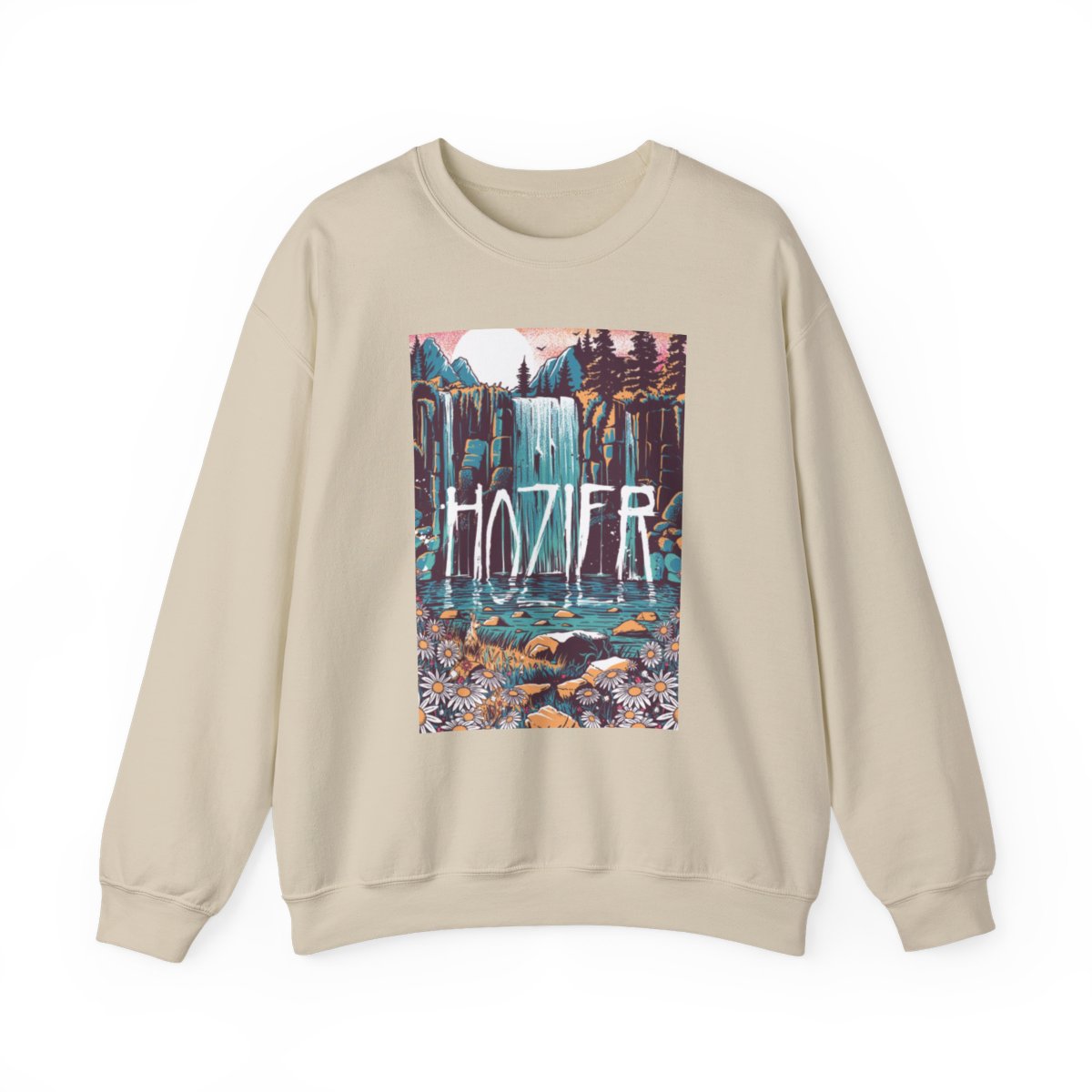 Hozier Waterfall Illustration Sweatshirt | Nature Scene, Retro Tour Art | Hozier Merch - alternate angle 3, merchandise