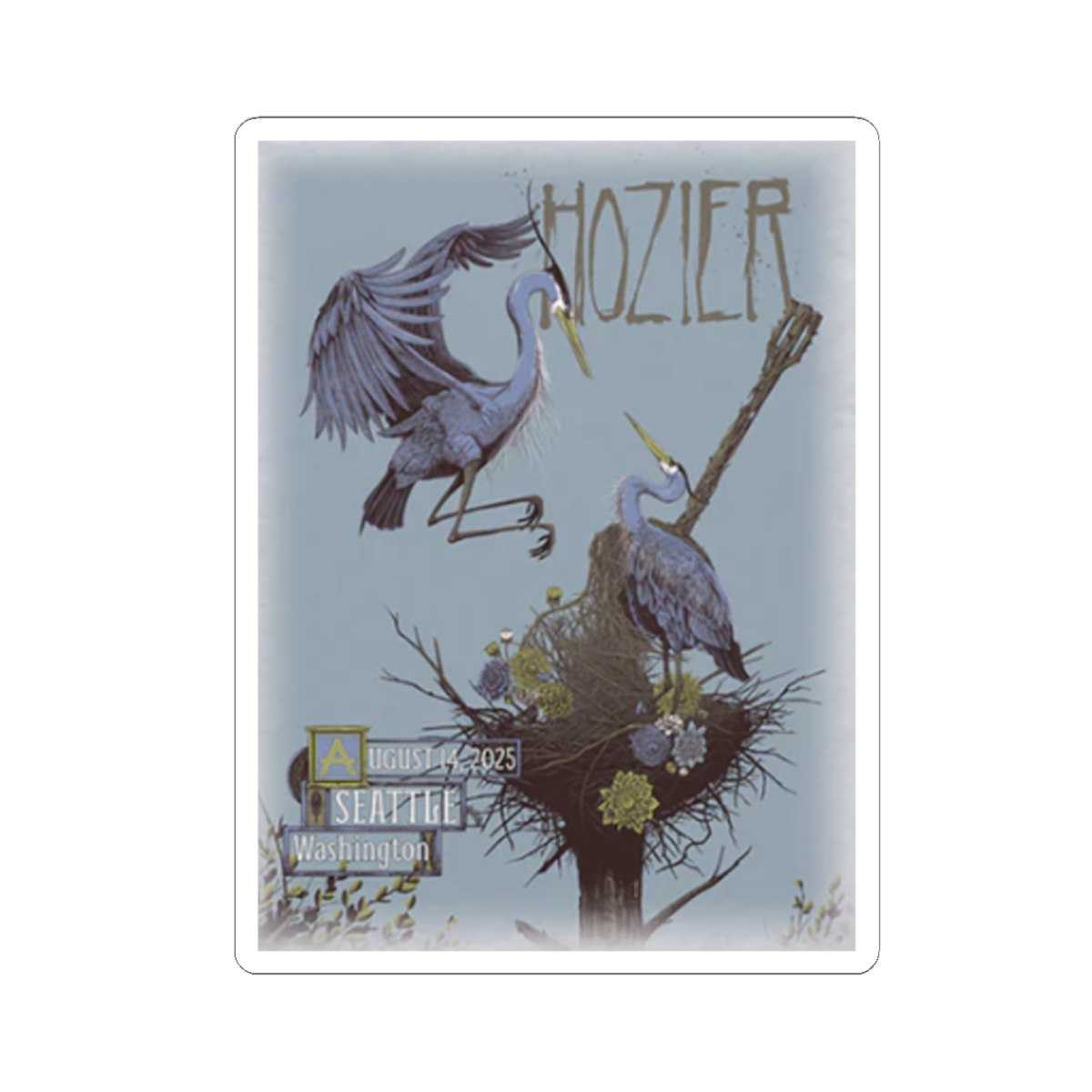 Hozier Herons Sticker | Kiss-Cut Concert Art Seattle Sticker | Hozier Merch — official Hozier Stickers