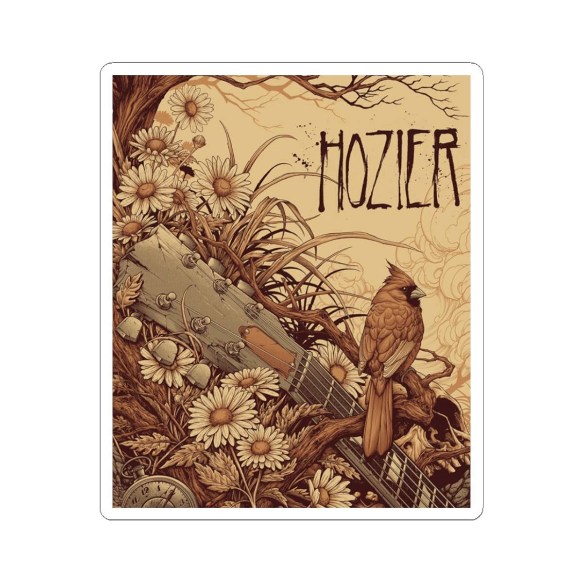 Hozier Floral Cardinal Sticker | Kiss-Cut Vinyl Music Art Decal | Hozier Merch