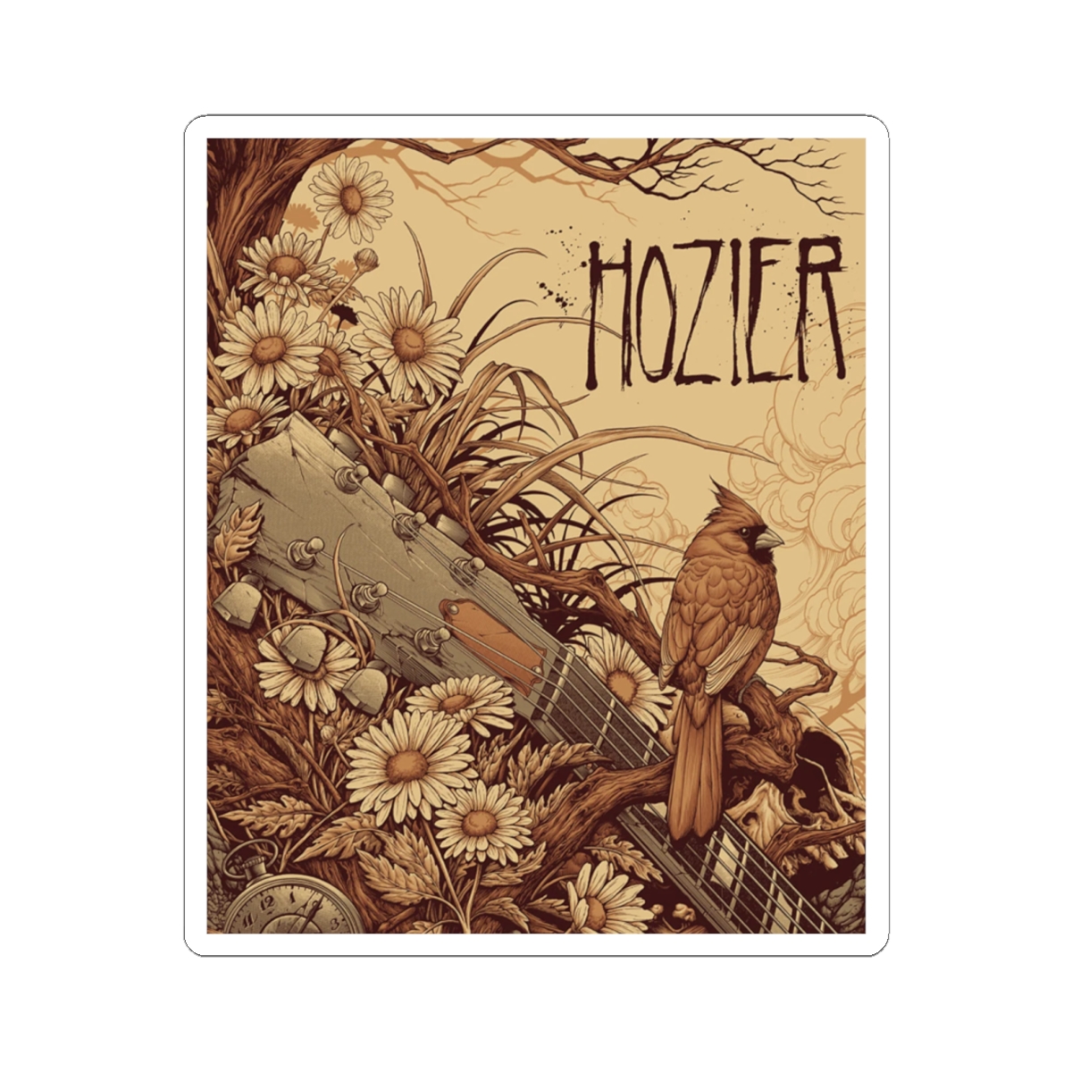 Hozier Floral Cardinal Sticker | Kiss-Cut Vinyl Music Art Decal | Hozier Merch