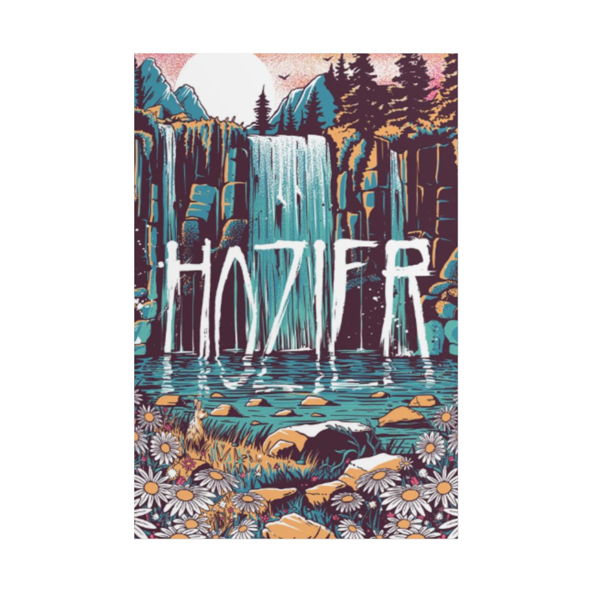 Hozier Waterfall Illustration Rolled Poster | Music Artist Wall Art | Hozier Merch - alternate angle 2, merchandise