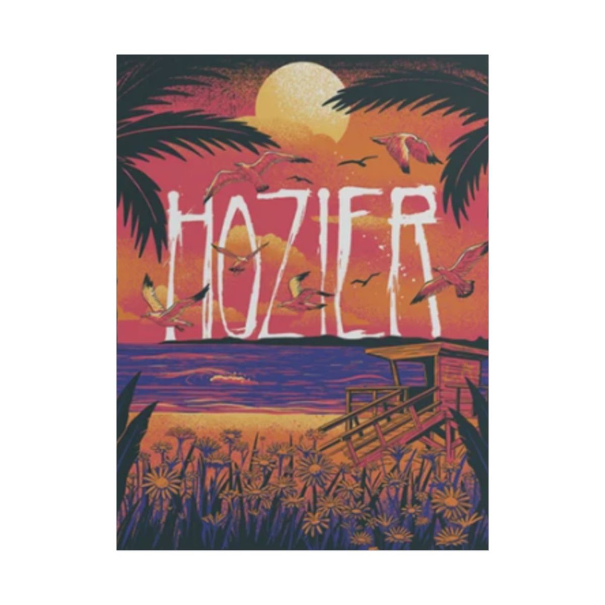 Hozier Sunset Beach Rolled Poster | Tropical Sunset Concert Art | Hozier Merch — official Hozier Posters & Wall Art